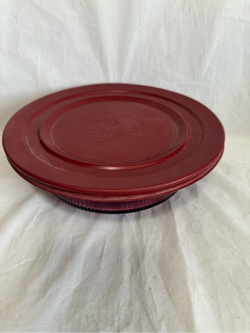 Corning Visions Cranberry Pyrex Ribbed 1Qt Bowl Dish V31B Microwave/Storage Lid